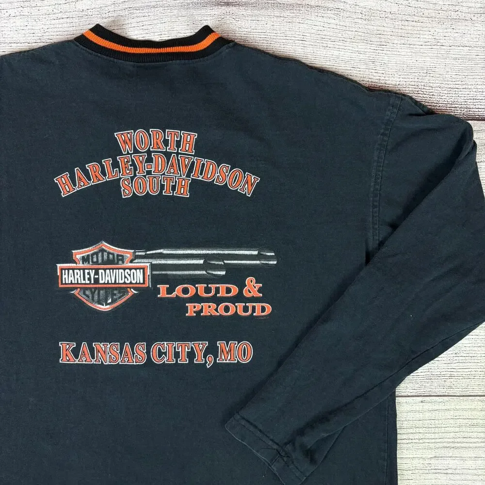 Vintage 2002 Harley Davidson Motorcycles Kansas City Long Sleeve Shirt